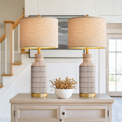 USumkky 25" Modern Ceramic Lamps Single Table Lamp for Living Room Bedroom Farmhouse Nightstand Bedside Lamps
