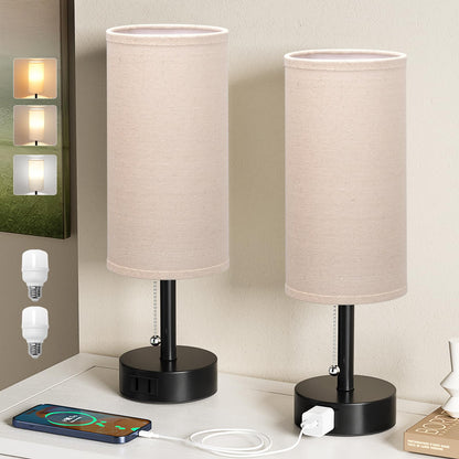Fenmzee Bedside Table Lamps Set of 2 - Small Nightstand Lamp for Bedroom