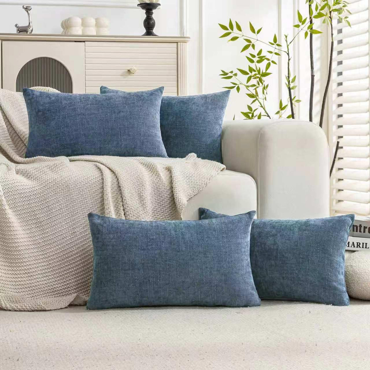 Set of 4 Soft Textured Throw Pillow Covers 18x18 Inch Cozy Decorative Farmhouse Cushion Cover Square Accent Pillow Cases for Bed Couch Sofa Living Room, Beige Taupe Brown