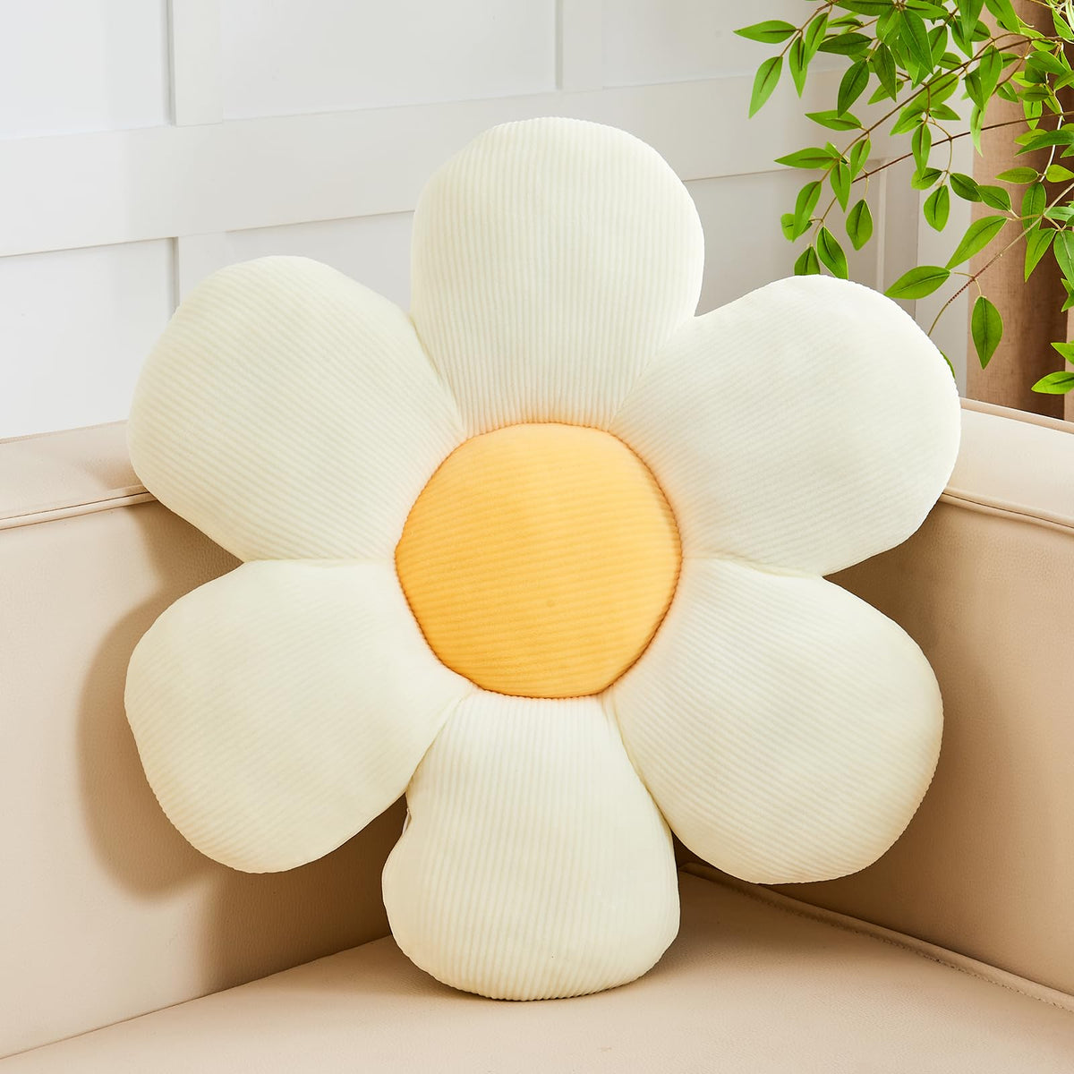 Kcvvcr Flower Throw Pillow, Soft Sage Green 14.9" Shaped Floor Pillow for Home Decor, Cute Aesthetic Plush Decorative Pillows for Bed, Sofa, Couch