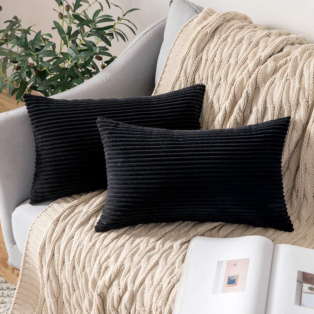 MIULEE Fall Decorative Corduroy Throw Pillow Covers Set of 2 18x18 Orange