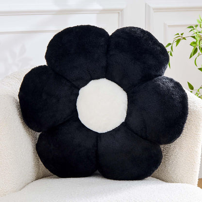 Kcvvcr Pink Flower Pillow, Cute Decorative Flower Shaped Throw Pillow with Faux Rabbit Fur, 14.9" Soft Flower Plush Throw Pillow Floor Pillows Room Décor for Bedroom Living Room