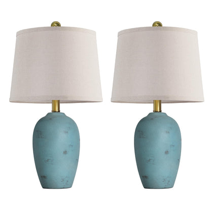 AIEAMPDO 21'' Set of 2 Farmhouse Ceramic Small Table Lamps for Living Room Bedroom, Nightstand Rustic Brown Desk Lamp for Bedside End Table Entryway, 2 LED Bulbs Included