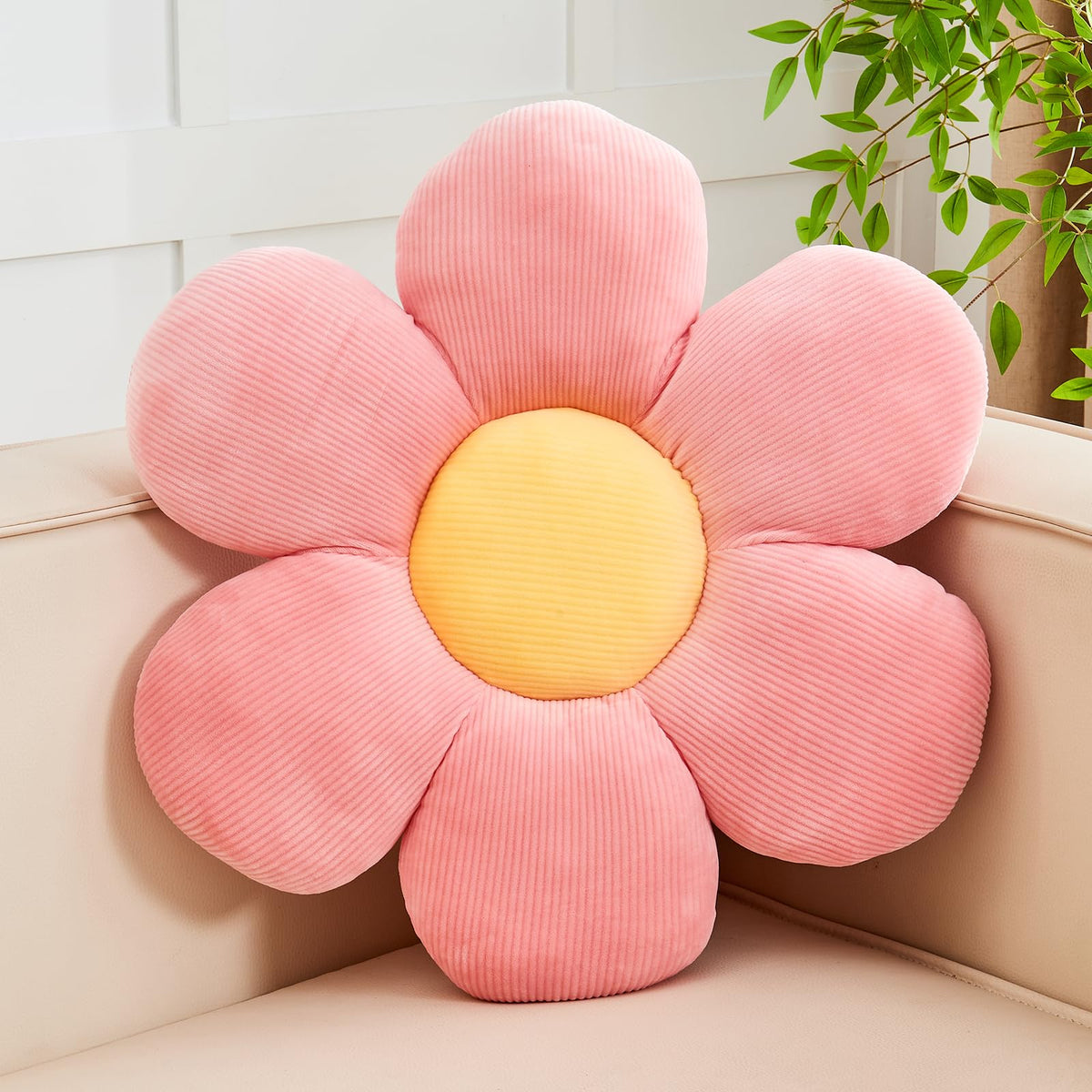 Kcvvcr Flower Throw Pillow, Soft Sage Green 14.9" Shaped Floor Pillow for Home Decor, Cute Aesthetic Plush Decorative Pillows for Bed, Sofa, Couch