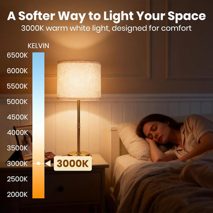 AWOKE 17.7-Inch Tall Cordless Table Lamp, 7500mAh Long-Lasting Battery Operated Light, Stepless Dimmable 3000K Warm Desk Lamp with Easy-Assembly DIY Fabric Shade for Bedroom and Nightstand