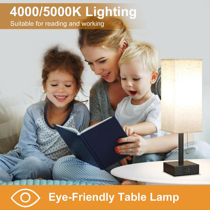 Small Bedside Table Lamp for Bedroom - Desk Lamp For Nightstand, USB C+A