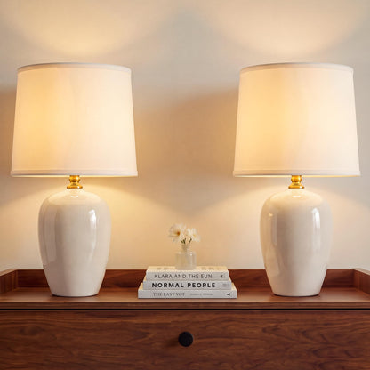 Dawnwake 19.1" Ceramic Table Lamps Set of 2 for Bedroom Living Room,Cream