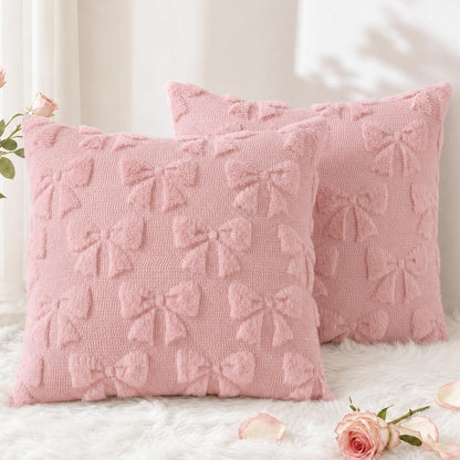decorUhome Light Rust Pumpkin Faux Fur Throw Pillow Covers 18x18 Set of 2