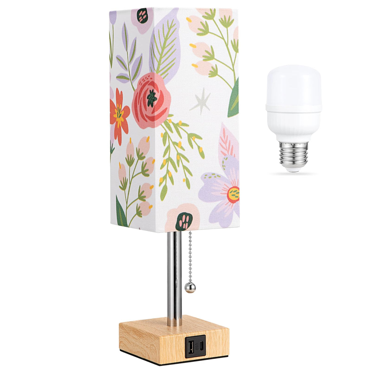 Small Bedside Table Lamp for Bedroom - Desk Lamp For Nightstand, USB C+A