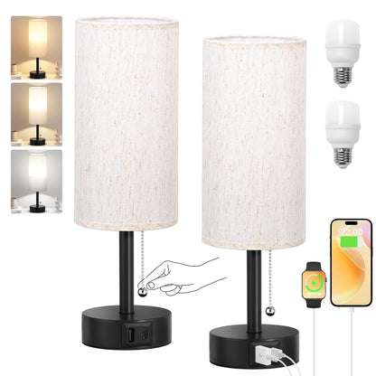 Fenmzee Bedside Table Lamps Set of 2 - Small Nightstand Lamp for Bedroom