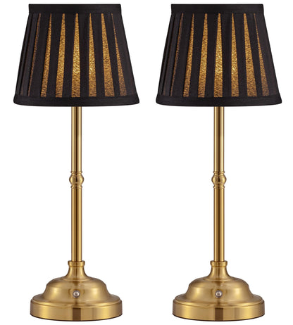KDG Gold Cordless Portable LED Table Lamp, Beige Fabric Shade Desk Lamp