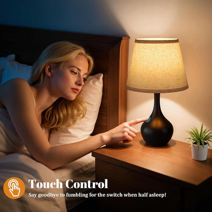 16.1" Touch Table Lamp for Nightstand, 3 Way Dimmable Small Bedroom Lamp