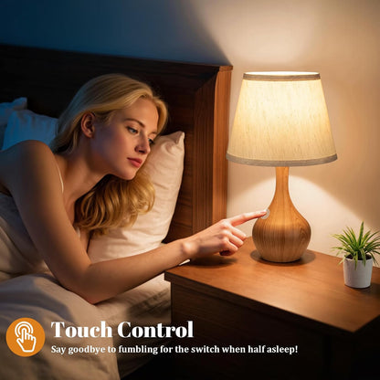 16.1" Touch Table Lamp for Nightstand, 3 Way Dimmable Small Bedroom Lamp