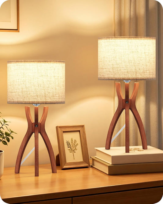 Table Lamps Set of 2, 17.7" Mid Century Bedside Lamps for Bedroom