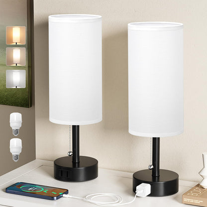 Fenmzee Bedside Table Lamps Set of 2 - Small Nightstand Lamp for Bedroom