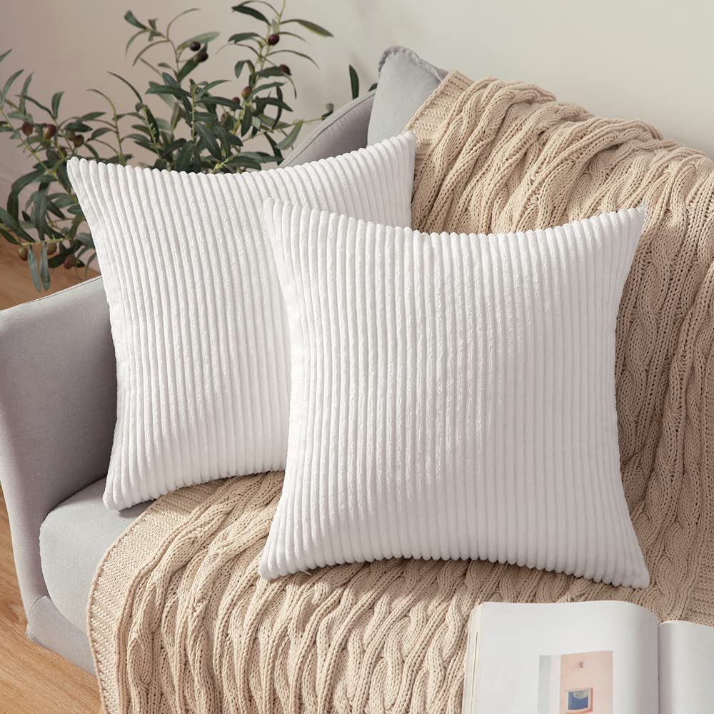 MIULEE Fall Decorative Corduroy Throw Pillow Covers Set of 2 18x18 Orange