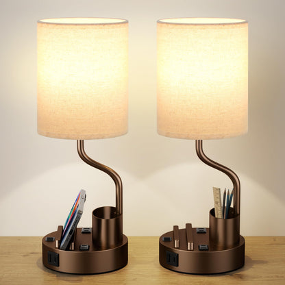 Fenmzee Bedside Lamps for Bedroom Set of 2 - Table Desk Lamp for Nightstand