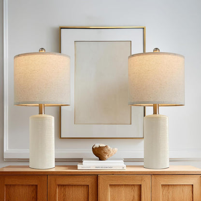20.25" Small Single Table Lamp for Bedroom Modern Ceramic Nightstand Lamp