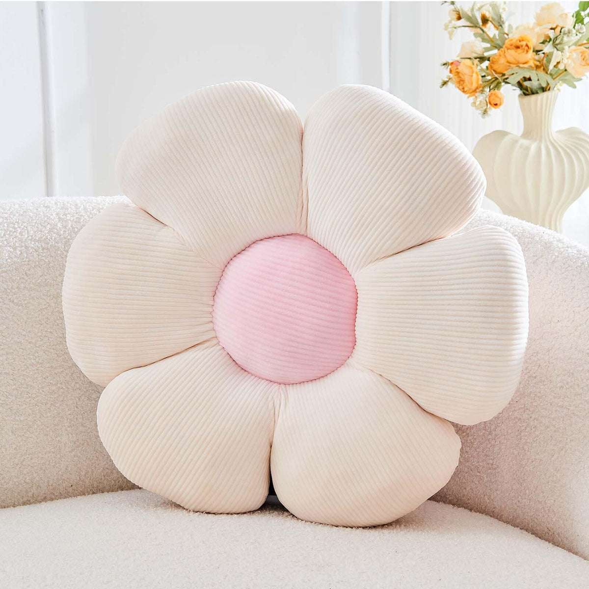 Kcvvcr Flower Throw Pillow, Soft Sage Green 14.9" Shaped Floor Pillow for Home Decor, Cute Aesthetic Plush Decorative Pillows for Bed, Sofa, Couch