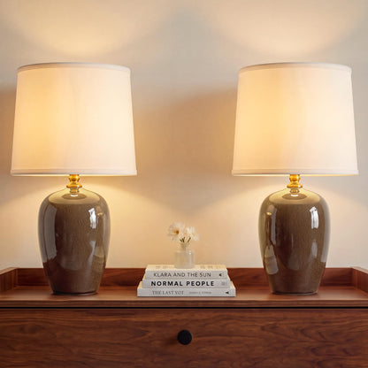 Dawnwake 19.1" Ceramic Table Lamps Set of 2 for Bedroom Living Room,Cream