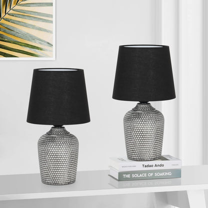 11.8’’ Small Table Lamps Set of 2 for Bedroom Kid’s Room, Beige & White