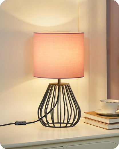 Gold Table Lamp, 12.6 Inch Small Bedside Lamp with 2700K LED Bulb