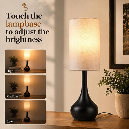 17" Touch Lamp for Nightstand,3-Way Dimmable Bedside Lamp