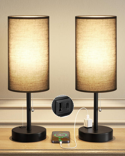 Fenmzee Bedside Table Lamps Set of 2 - Small Nightstand Lamp for Bedroom