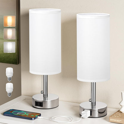 Fenmzee Bedside Table Lamps Set of 2 - Small Nightstand Lamp for Bedroom