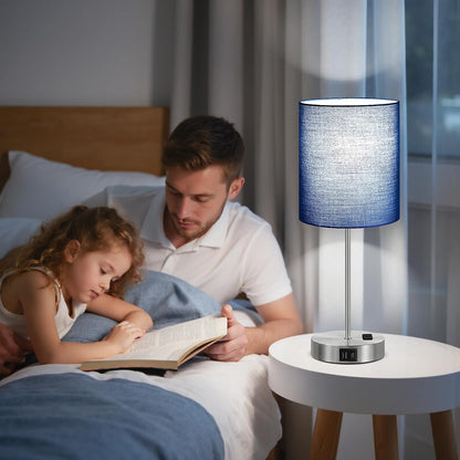 Fenmzee Touch Lamps for Bedroom Set of 2 - Dimmable, USB C+A, AC Outlet