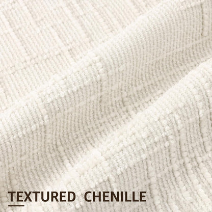 decorUhome Textured Chenille Throw Pillow Covers 18x18 Set of 2 Cream White