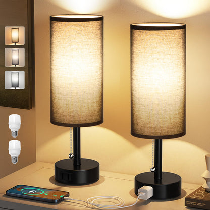 Fenmzee Bedside Table Lamps Set of 2 - Small Nightstand Lamp for Bedroom