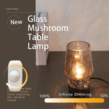 Mushroom Lamp,Small Table Lamp,Mini Cute Lamp Nightstand Lamp Kitchen Glass,Translucent Raindrop,Suitable for Bedrooms, Kitchens, Bedside, Girl Gifts(Raindrop Black)