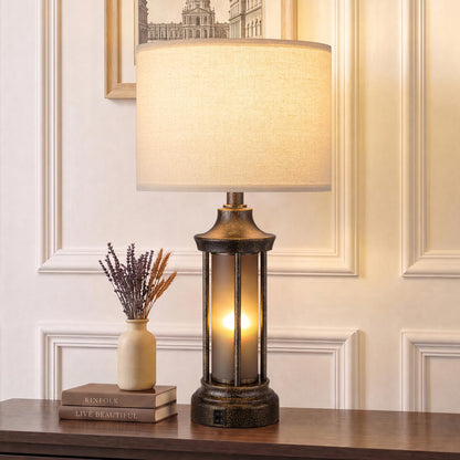 Seealle 24" Farmhouse Table Lamps for Living Room, Bedside Lamps Set of 2