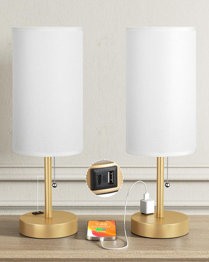 Fenmzee Bedside Table Lamps Set of 2 - Small Nightstand Lamp for Bedroom