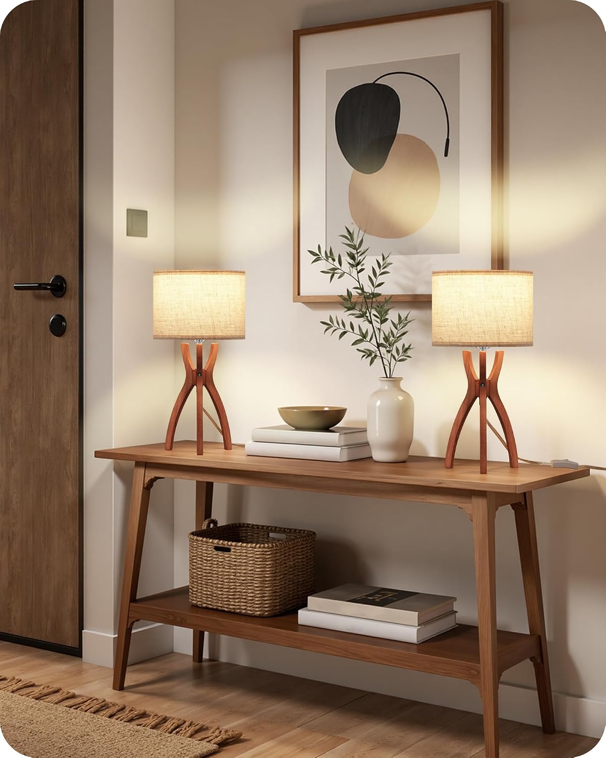 Table Lamps Set of 2, 17.7" Mid Century Bedside Lamps for Bedroom