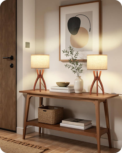 Table Lamps Set of 2, 17.7" Mid Century Bedside Lamps for Bedroom