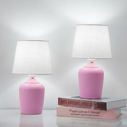 11.8’’ Small Table Lamps Set of 2 for Bedroom Kid’s Room, Beige & White