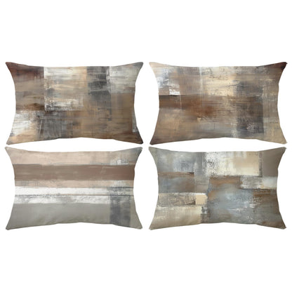 Set of 4 Blue and Grey Abstract Art Artwork Pillow Cover 18 x 18 Inch, Gallery Modern Decorative Throw Pillows Cushion Cover for Bedroom Sofa Living Room