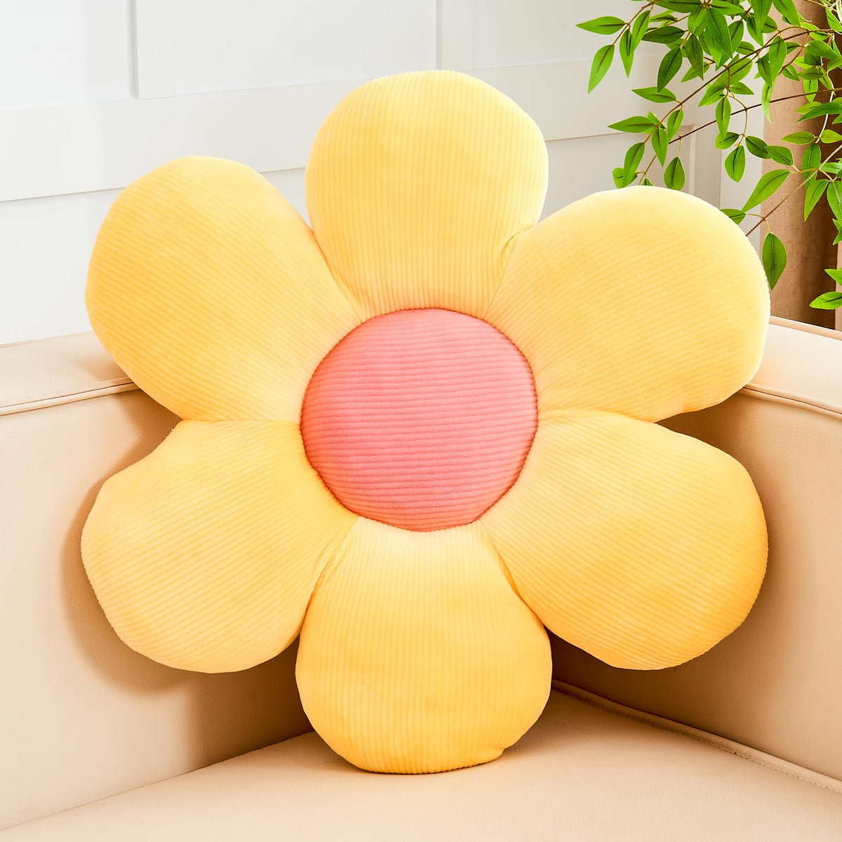 Kcvvcr Flower Throw Pillow, Soft Sage Green 14.9" Shaped Floor Pillow for Home Decor, Cute Aesthetic Plush Decorative Pillows for Bed, Sofa, Couch