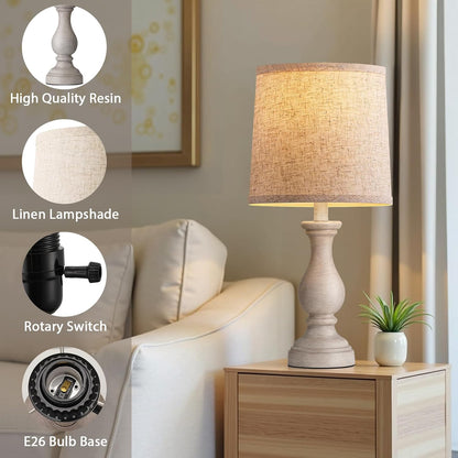 Seealle 22" Farmhouse Table Lamp, Rustic Bedside Lamp for Bedroom