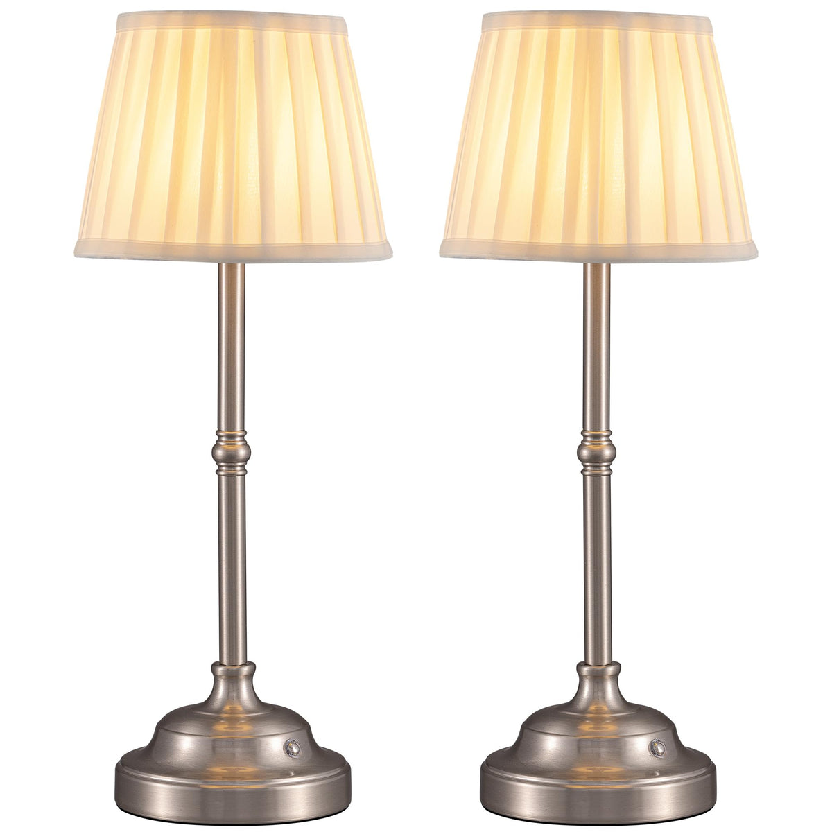 KDG Gold Cordless Portable LED Table Lamp, Beige Fabric Shade Desk Lamp