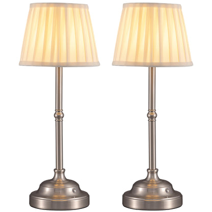 KDG Gold Cordless Portable LED Table Lamp, Beige Fabric Shade Desk Lamp