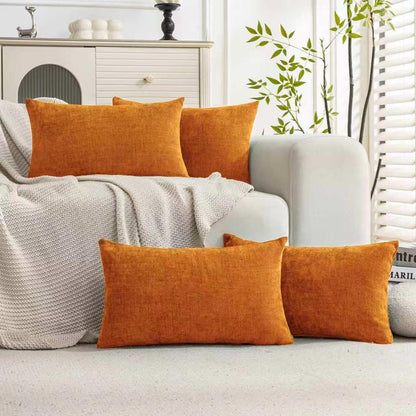 Set of 4 Soft Textured Throw Pillow Covers 18x18 Inch Cozy Decorative Farmhouse Cushion Cover Square Accent Pillow Cases for Bed Couch Sofa Living Room, Beige Taupe Brown