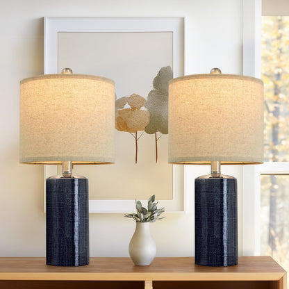 20.25" Small Single Table Lamp for Bedroom Modern Ceramic Nightstand Lamp