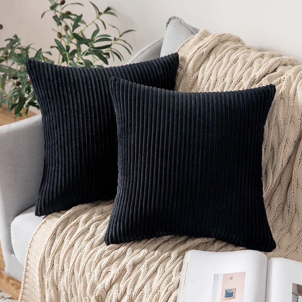 MIULEE Fall Decorative Corduroy Throw Pillow Covers Set of 2 18x18 Orange