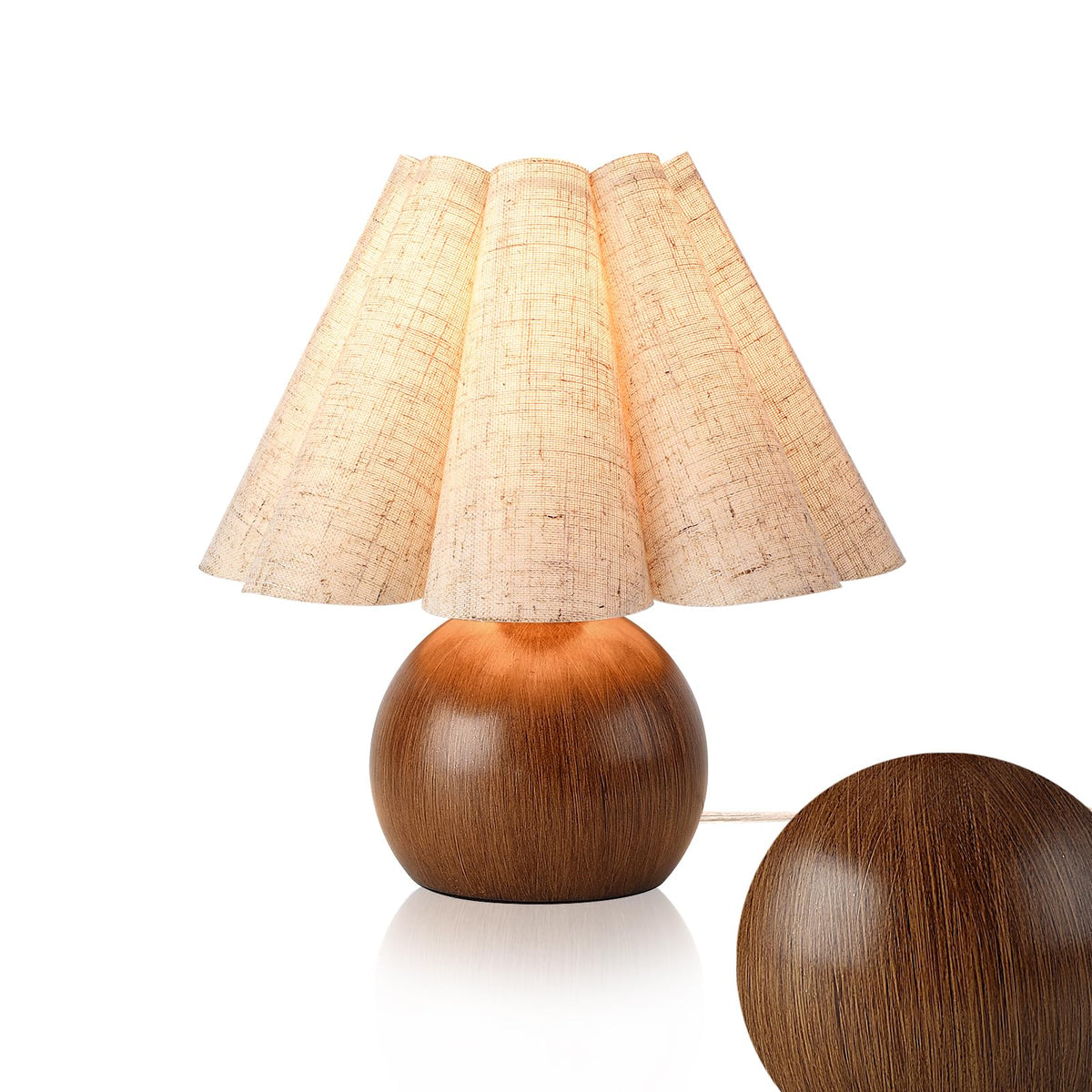 Gold Small Bedside Table Lamp for Bedroom, Brass Gold Bedroom Lamps for Nightstand, Cute Mini Table Lamps for Small Spaces with Scalloped Shade for Kitchen Counter, Bookshelf, Living Room, Kids Dorm