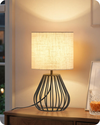 Gold Table Lamp, 12.6 Inch Small Bedside Lamp with 2700K LED Bulb