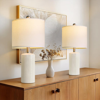 20.25" Small Single Table Lamp for Bedroom Modern Ceramic Nightstand Lamp