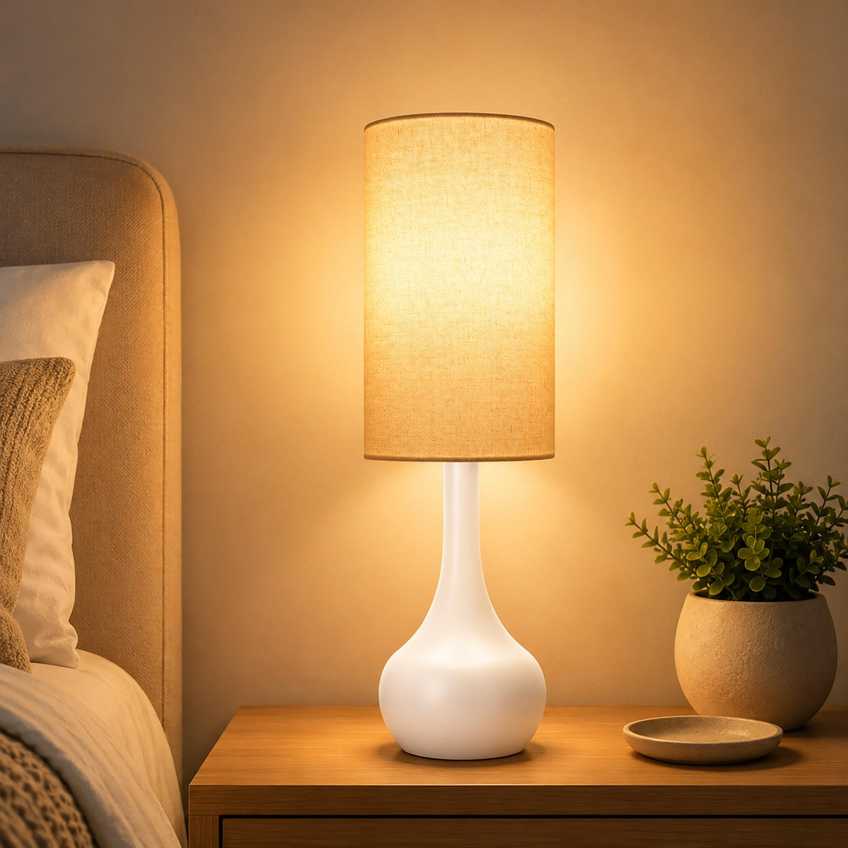 17" Touch Lamp for Nightstand,3-Way Dimmable Bedside Lamp